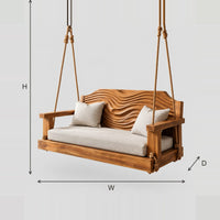 Wave Carved Back Swing With Boxy Open Arms dimension diagram with width, height and depth