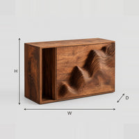 Wave Carved End Table With Open Book Compartment dimension diagram with width, height and depth