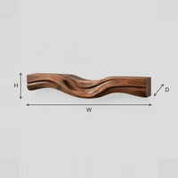 Wave Carved Fireplace Mantel With Thick Rolling Front dimension diagram with width, height and depth