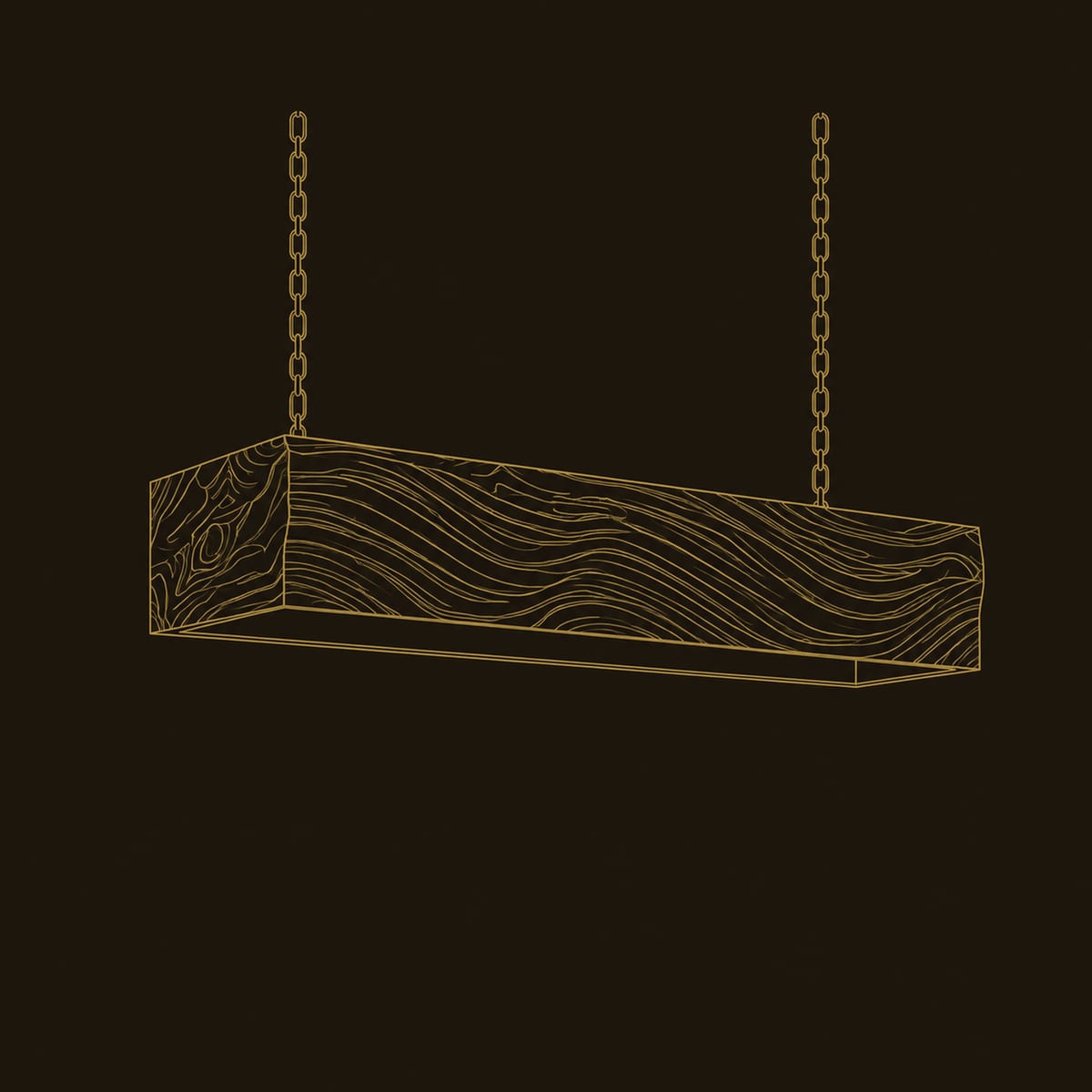 Wave Carved Linear Pendant Light With Glowing Underside dimension diagram