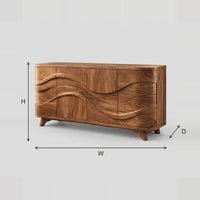 Wave Carved Sideboard With Four Panel Front And Tapered Feet dimension diagram with width, height and depth