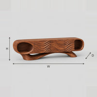 Wave Carved TV Stand With Oval Niches And Swept Base dimension diagram with width, height and depth