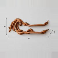 Wave Crest Wall Mounted Wine Rack, Two Long Shelves dimension diagram with width, height and depth