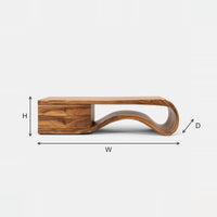 Wave End TV Stand with a Two Drawer Block dimension diagram with height, width and depth