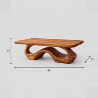 Wave Loop Coffee Table With Sculpted Open Base dimension diagram with width, height and depth