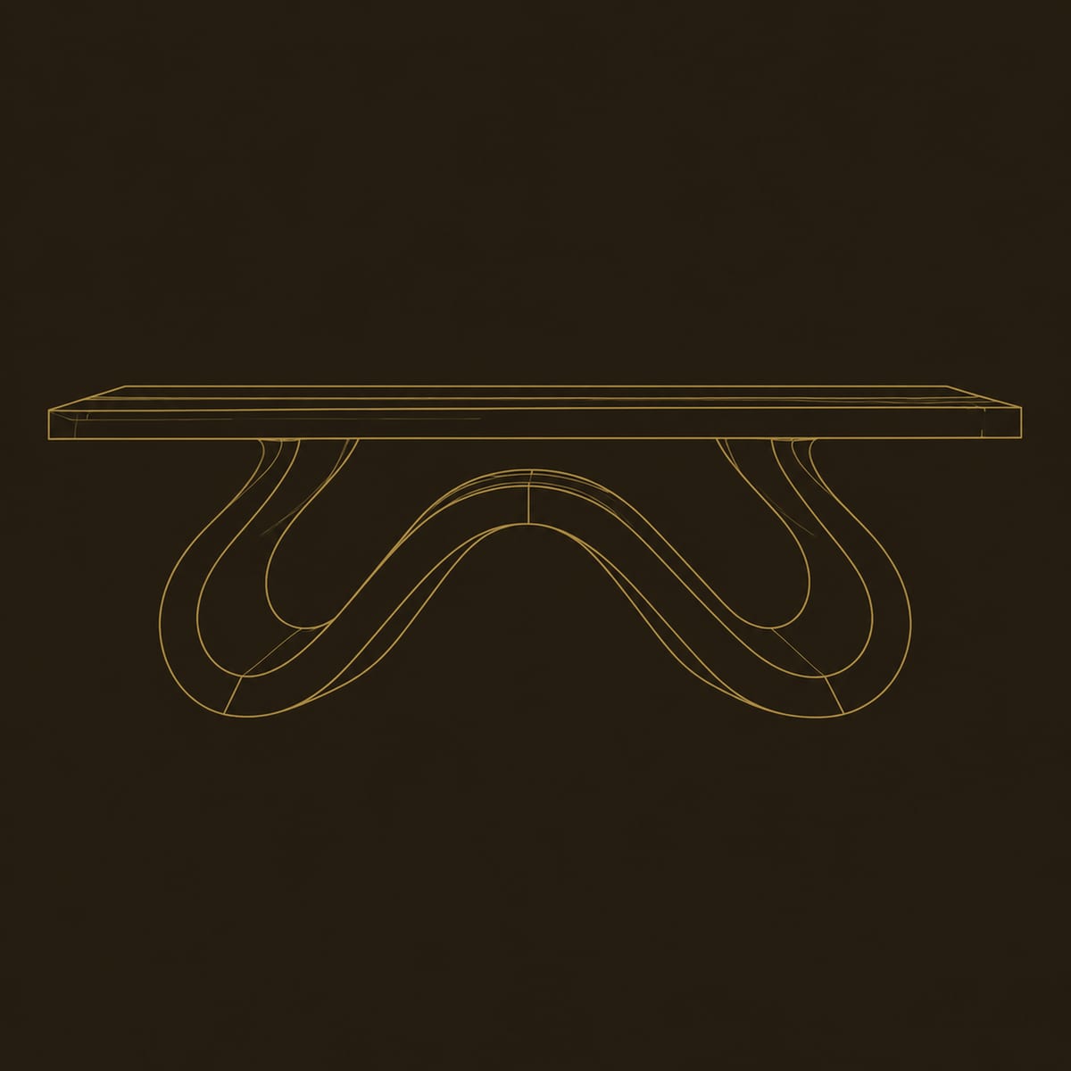 Wave Pedestal Dining Table With Sculpted Ribbon Base dimension diagram