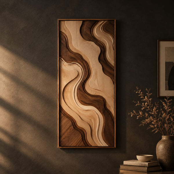 Wave Relief Wall Art With Flowing Two Tone Layers
