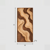 Wave Relief Wall Art With Flowing Two Tone Layers dimension diagram with width and height
