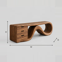 Wave Ribbon TV Stand With Three Drawer Block dimension diagram with width, height and depth