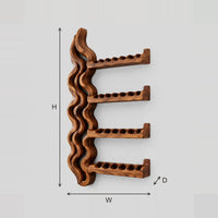 Wavy Backbone Wine Rack With Four Notched Shelf Arms dimension diagram with width, height and depth