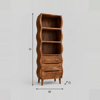 Wavy Edge Tall Bathroom Cabinet With Three Drawers dimension diagram with width, height and depth