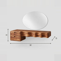 Wavy Front Floating Makeup Vanity With Two Drawers dimension diagram with width, height and depth