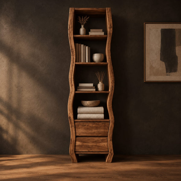 Wavy Sided Bathroom Cabinet With Four Open Shelves