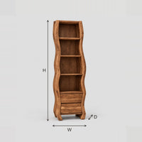 Wavy Sided Bathroom Cabinet With Four Open Shelves dimension diagram with width, height and depth