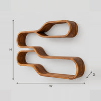 Wavy Wall Shelf With Two Stacked Pill Shaped Loops dimension diagram with width, height and depth