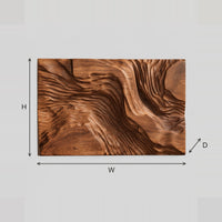 Wide Carved Relief Wall Art, Flowing Ridge Pattern dimension diagram with width and height