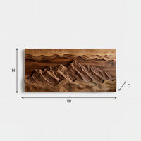 Wide Landscape Wall Relief with Layered Carved Sky Bands dimension diagram with height, width and depth