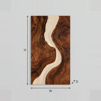 Winding Cream River Wood Wall Art With Deep Swirling Grain dimension diagram with width and height