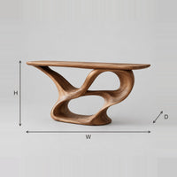 Winding Ribbon Base Console Table With Long Tapered Top dimension diagram with width, height and depth