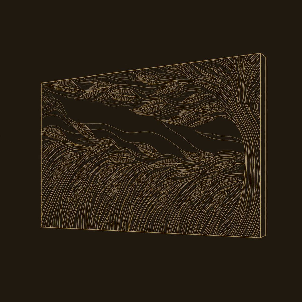 Windswept Relief Wall Art With Deep Flowing Carved Strands dimension diagram