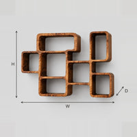 Wine Rack Built From Linked Open Boxes In A Staggered Layout dimension diagram with width, height and depth