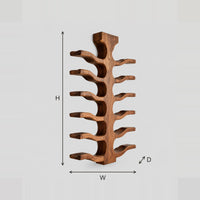 Wine Rack With A Central Trunk And Six Pairs Of Branching Arms dimension diagram with width, height and depth