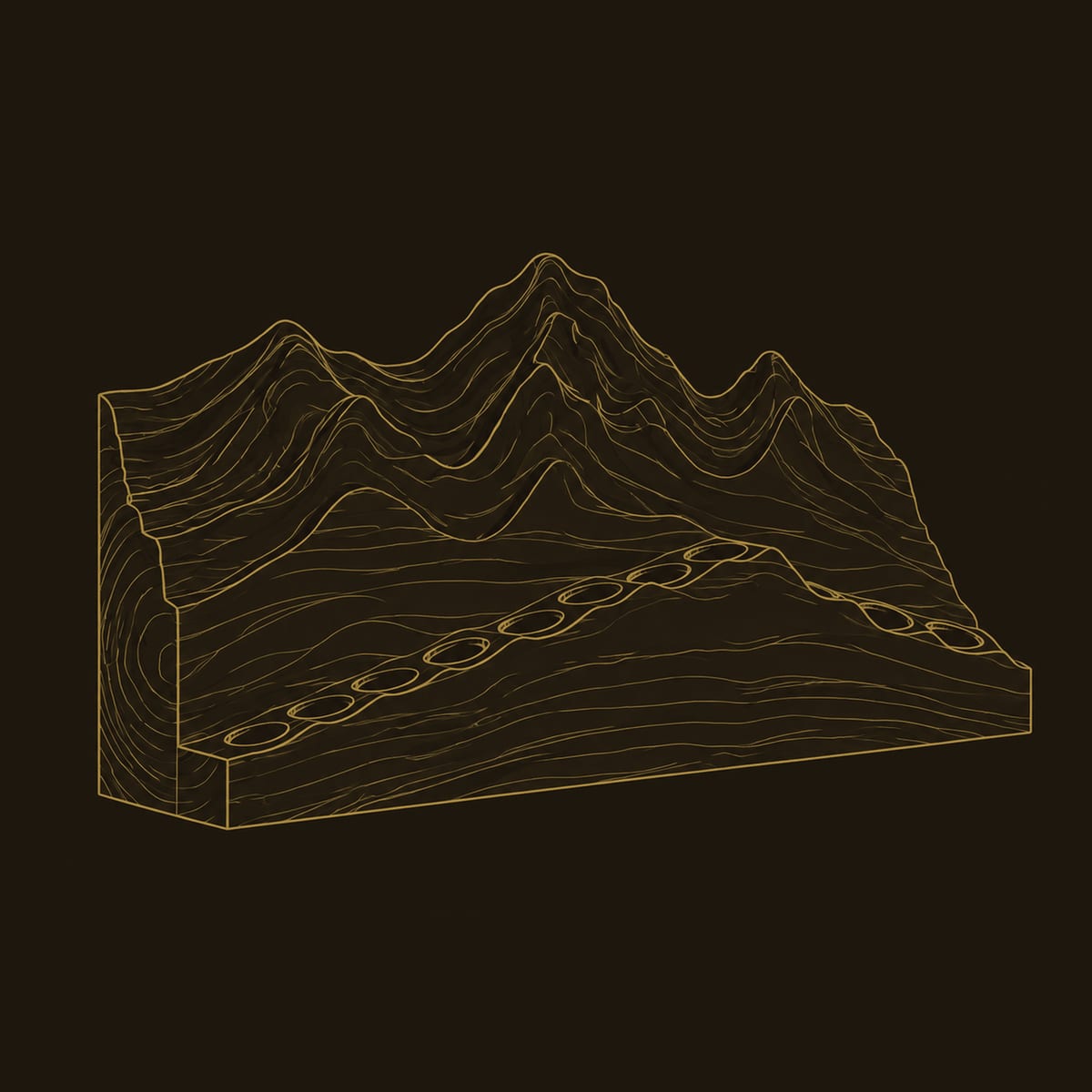 Wine Rack With Carved Mountain Peaks And Stepped Ridge Ledge dimension diagram