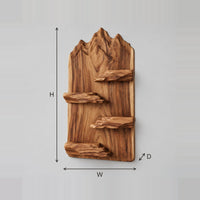 Wine Rack With Mountain Ridge Slab Back, Staggered Ledges dimension diagram with width, height and depth