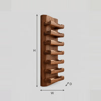 Wine Rack With Stacked Angled Cradle Arms On A Slab Back dimension diagram with width, height and depth