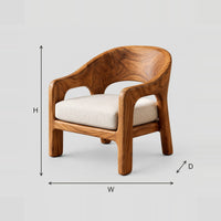 Wraparound Lounge Chair with Arched Cutout Arms dimension diagram with width, height and depth