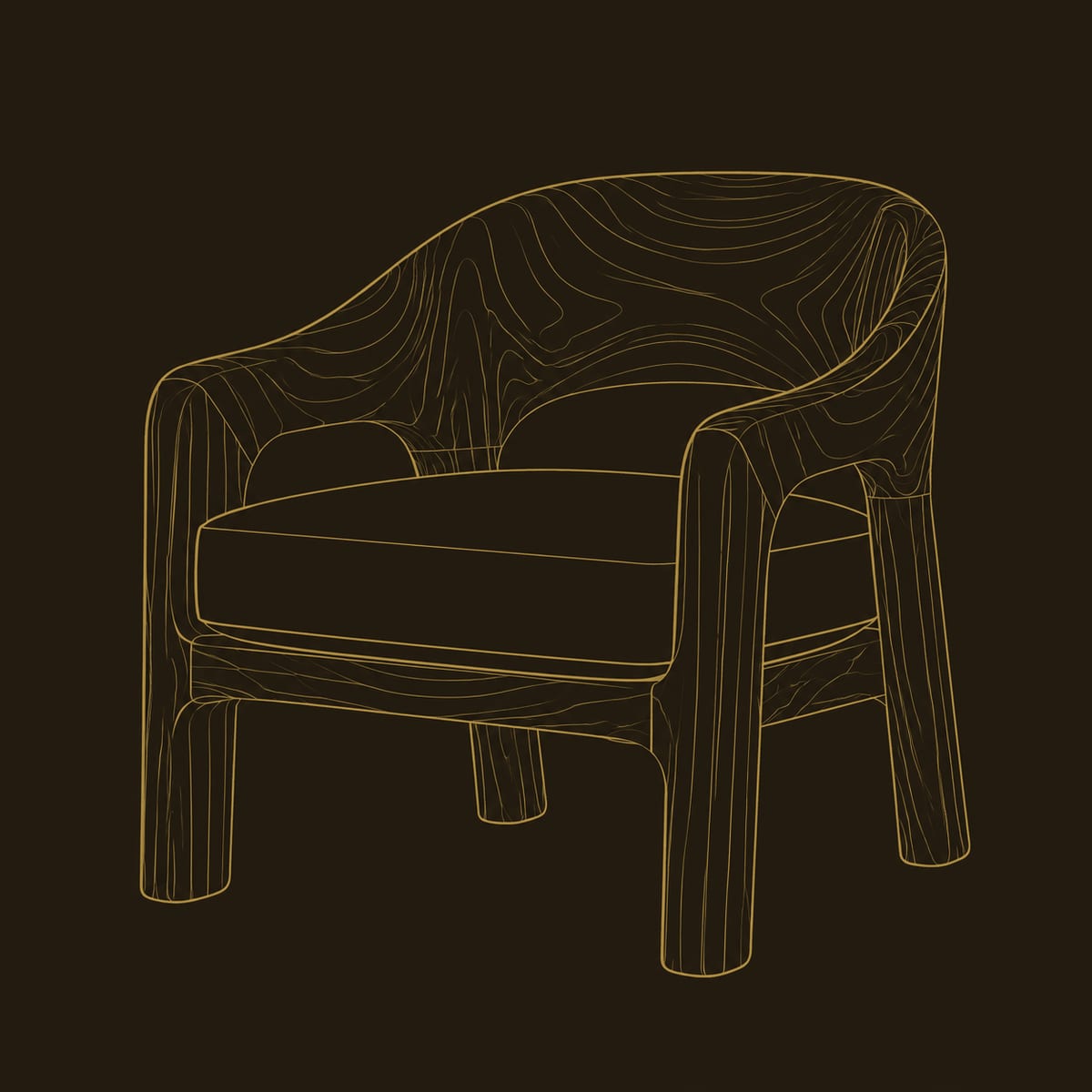 Shell Back Lounge Chair with Arched Cutout Arms dimension diagram