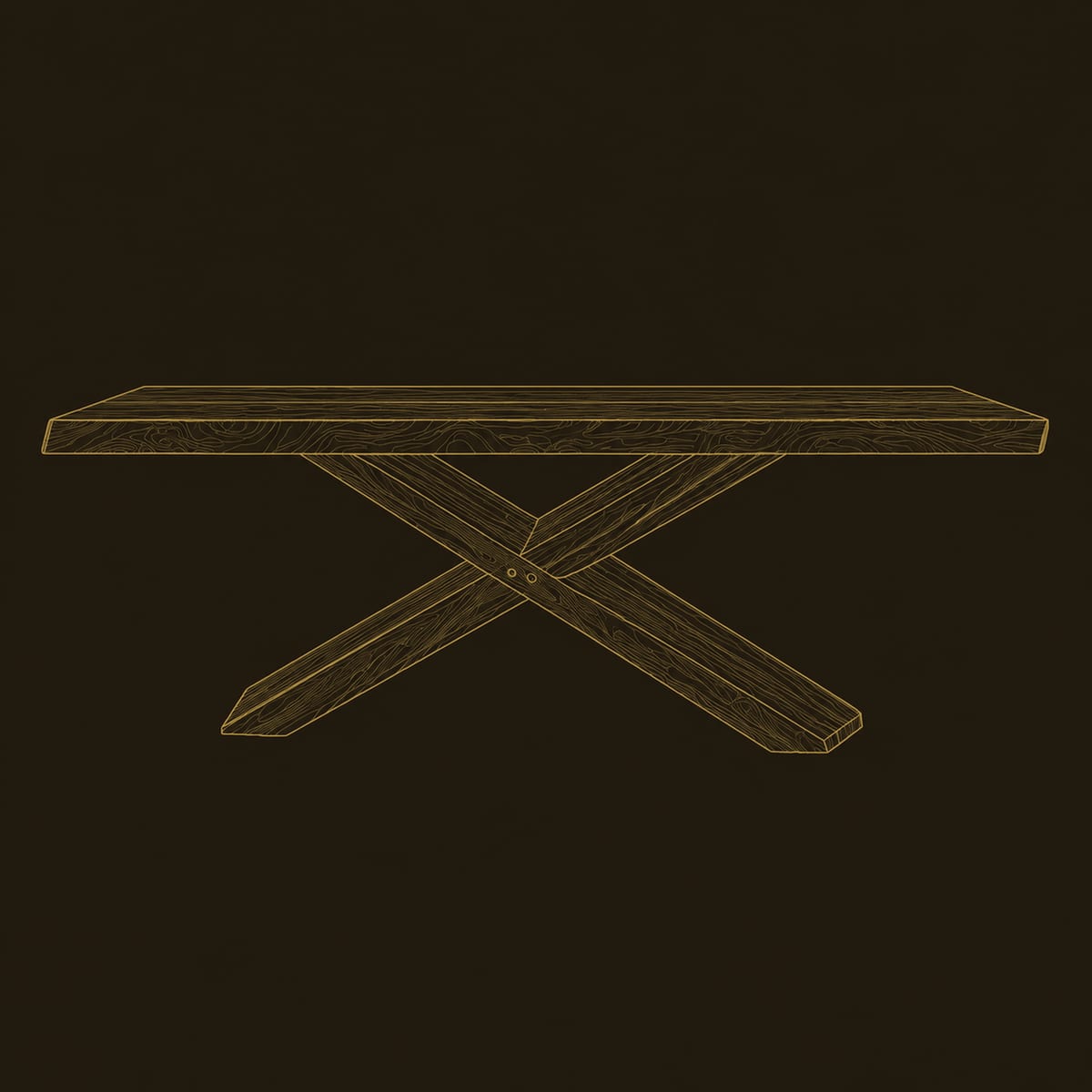 X Base Dining Table With Thick Rectangular Top dimension diagram