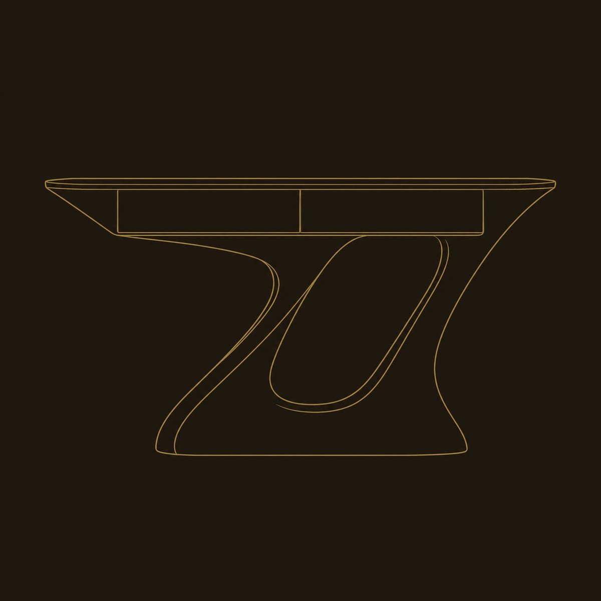 Z Base Console Table With An Angular Top And Two Front Panels dimension diagram