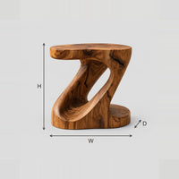 Z Shaped Side Table With A Carved Diagonal Opening dimension diagram with width, height and depth