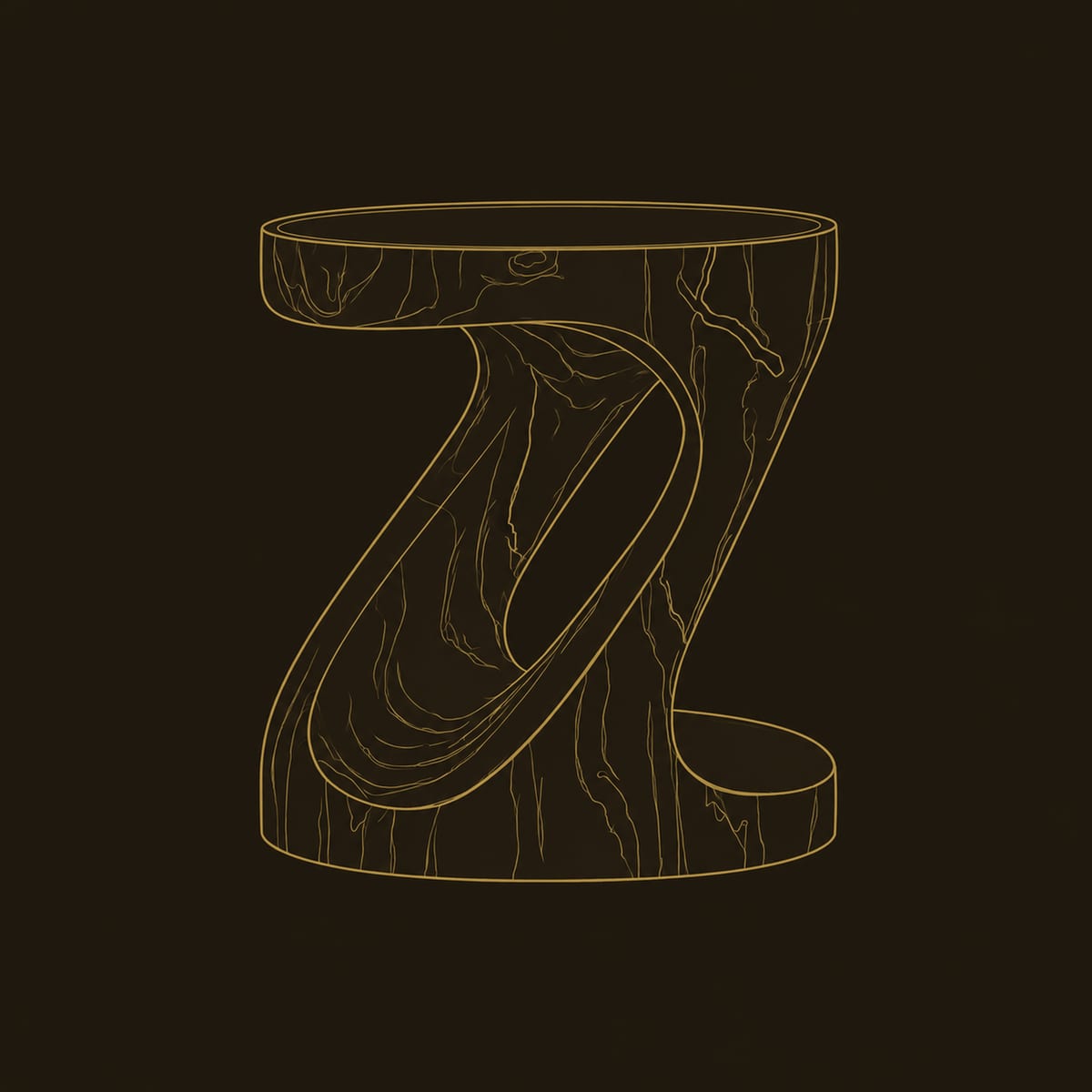 Z Shaped Side Table With A Carved Diagonal Opening dimension diagram