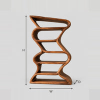 Zigzag Bookshelf With Slim Flowing Ribbon Frame dimension diagram with width, height and depth