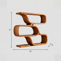 Zigzag Wall Shelf With Three Wide Open Loops And Flat Ledges dimension diagram with width, height and depth